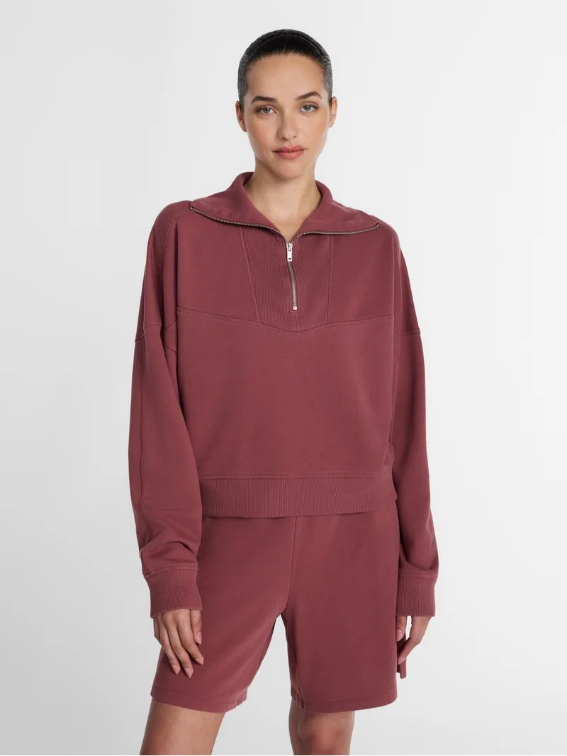 Athletic Works Women's and Women's Plus Quarter-Zip Sweatshirt, Midweight, Size XS-4X - Walmart.c... | Walmart (US)