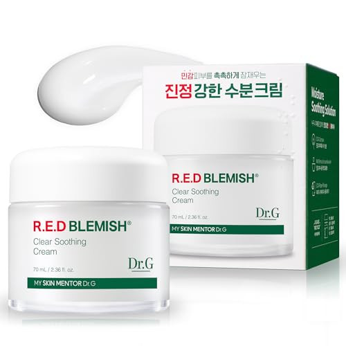 Dr.G Red Blemish Clear Soothing Cream, 70ml - Moisturizing Recovery Cream for Sensitive Acne-Prone Skin; Cica Soothing Moisturizer, Korean Skin Care, Korean Skincare, Kbeauty, K Beauty, Korean Beauty | Amazon (US)