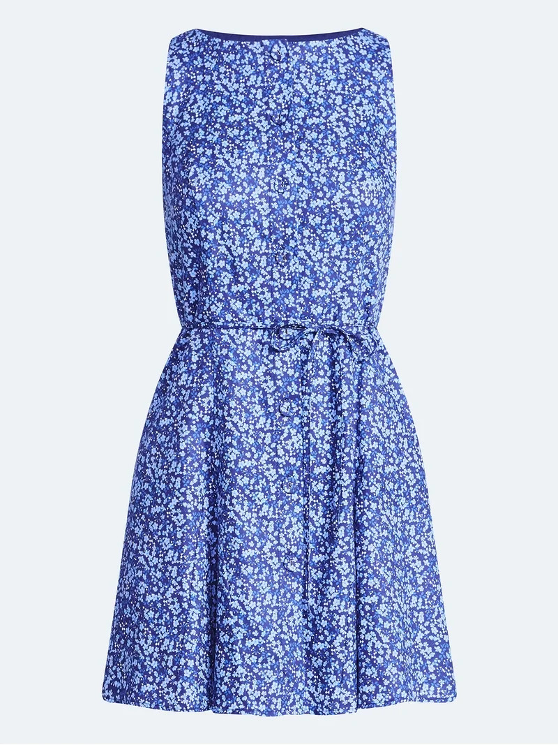 Free Assembly Women's and Women's Plus Cotton Boatneck Mini Dress, Sizes XS-4X | Walmart (US)