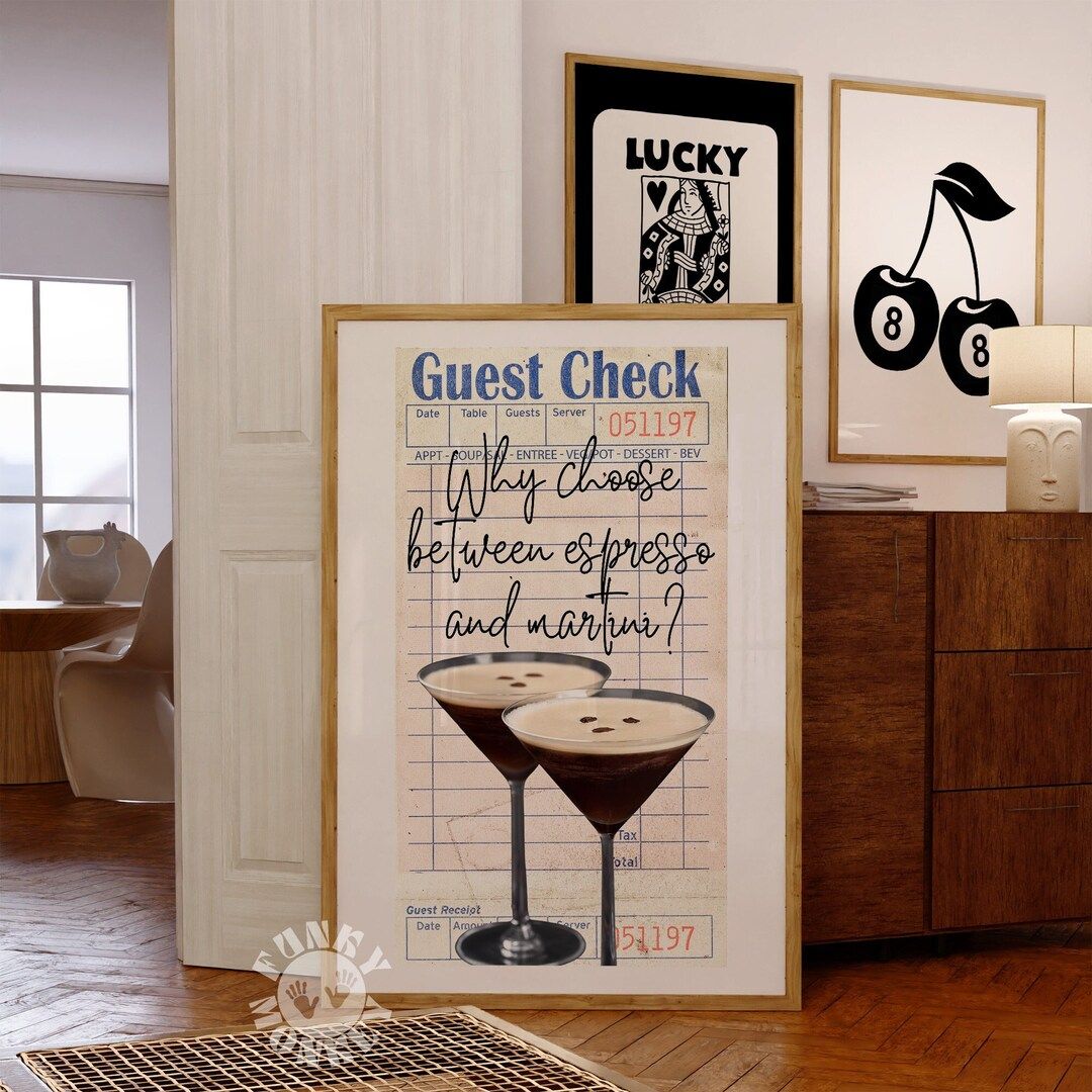 Espresso Martini Guest Check Print Bar Cart Art Print Retro - Etsy | Etsy (US)