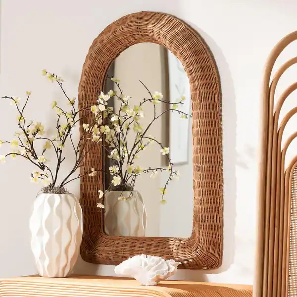 Brisia Rattan Wall Mirror - Handwoven Wicker Framed Mirror for Entryway, Living Room, or Bedroom,... | Bed Bath & Beyond