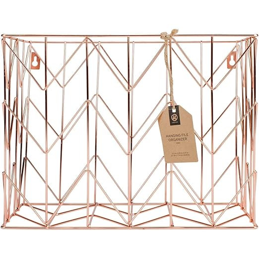 U Brands Hanging File Desk Organizer, Wire Metal, Copper/Rose Gold - 854U02-06 | Amazon (US)