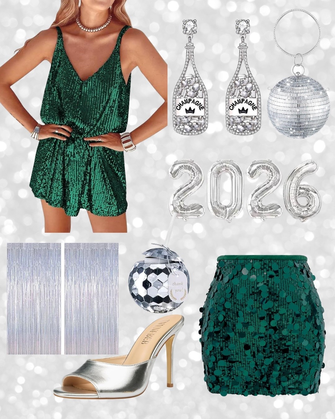Emerald green for New Year’s Eve 💚✨ sequins, sparkle, and statement accessories that feel luxe but won’t break the bank. Perfect for NYE parties, dinners, or a glam night out.

#NYEOutfit #SequinSeason #HolidayGlam #GreenOutfit #NewYearsEveLook #PartyFashion #LTKHoliday

#LTKSeasonal #LTKHoliday #LTKFindsUnder100