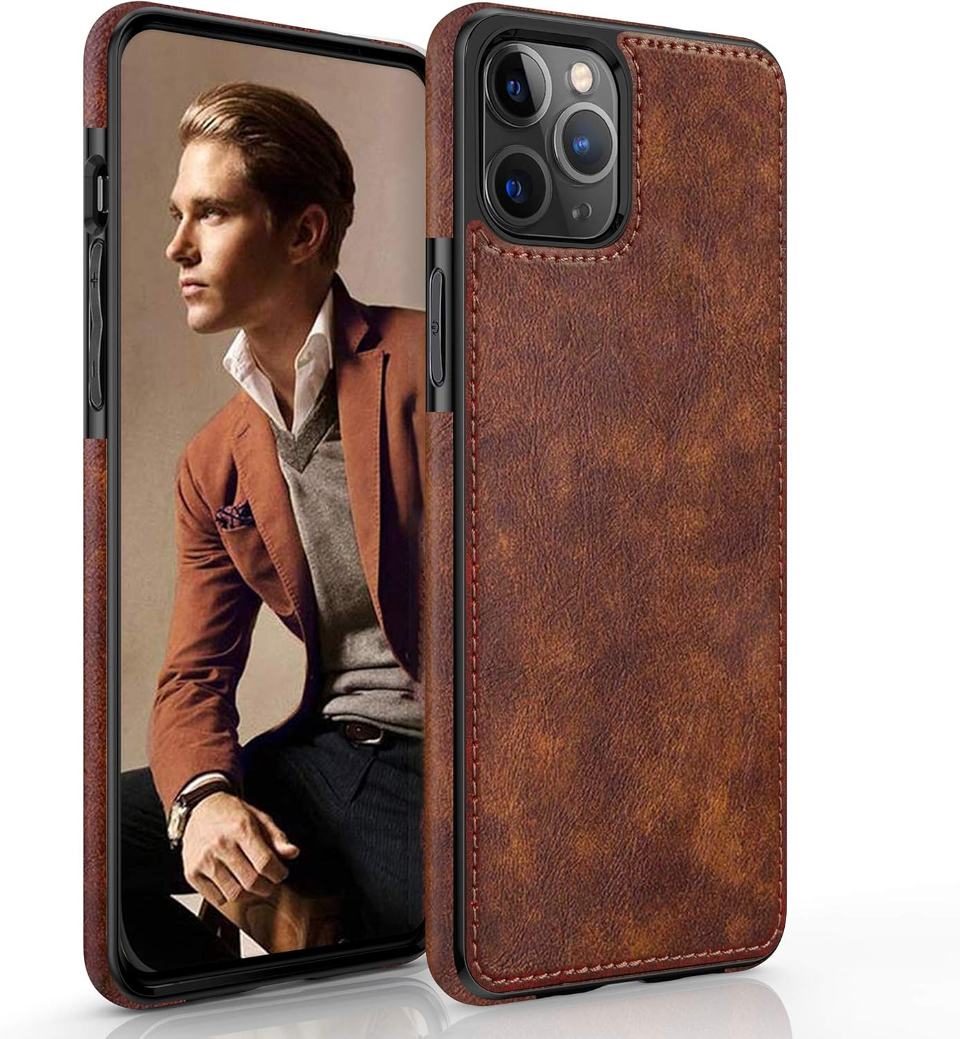 LOHASIC for iPhone 13 Pro Max Case, Slim Luxury PU Leather Non-Slip Grip Rugged Bumper Shockproof... | Amazon (US)