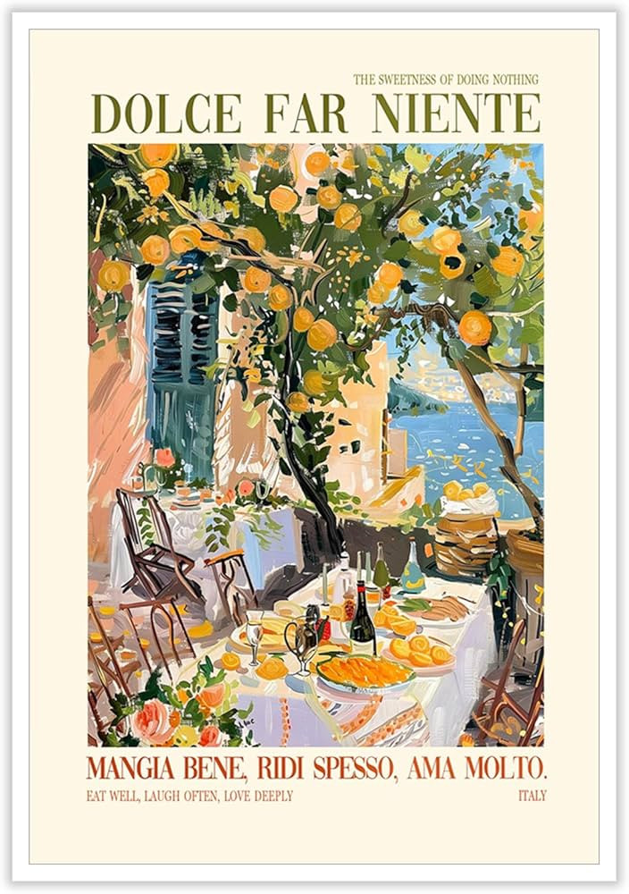 Vintage Italian Posters Amalfi Coast Wall Art Trendy Travel Landscape Decor Italy Food Canvas Pri... | Amazon (US)