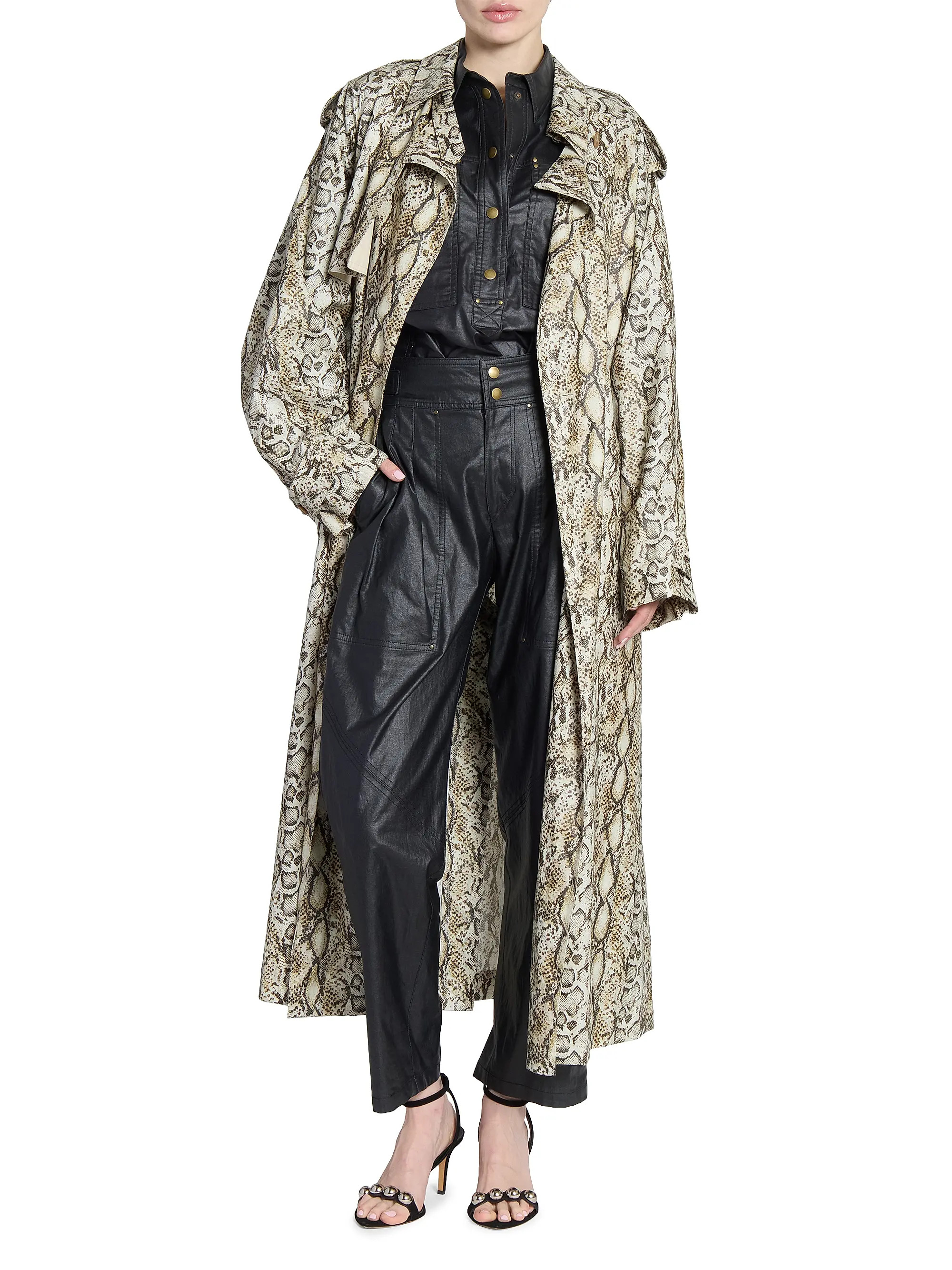 Isabel Marant Freanne Snakeskin Print Trench Coat | Saks Fifth Avenue | Saks Fifth Avenue