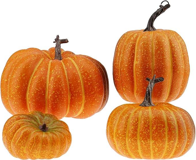 Gresorth 4 PCS Fake Pumpkins Artificial Vegetable Fall Autumn Halloween Christmas Decoration | Amazon (US)