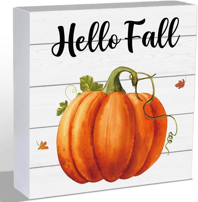 Fall Decorations for Home Fall Decor Autumn Wooden Sign 5.9 x 5.9 Inch | Amazon (US)