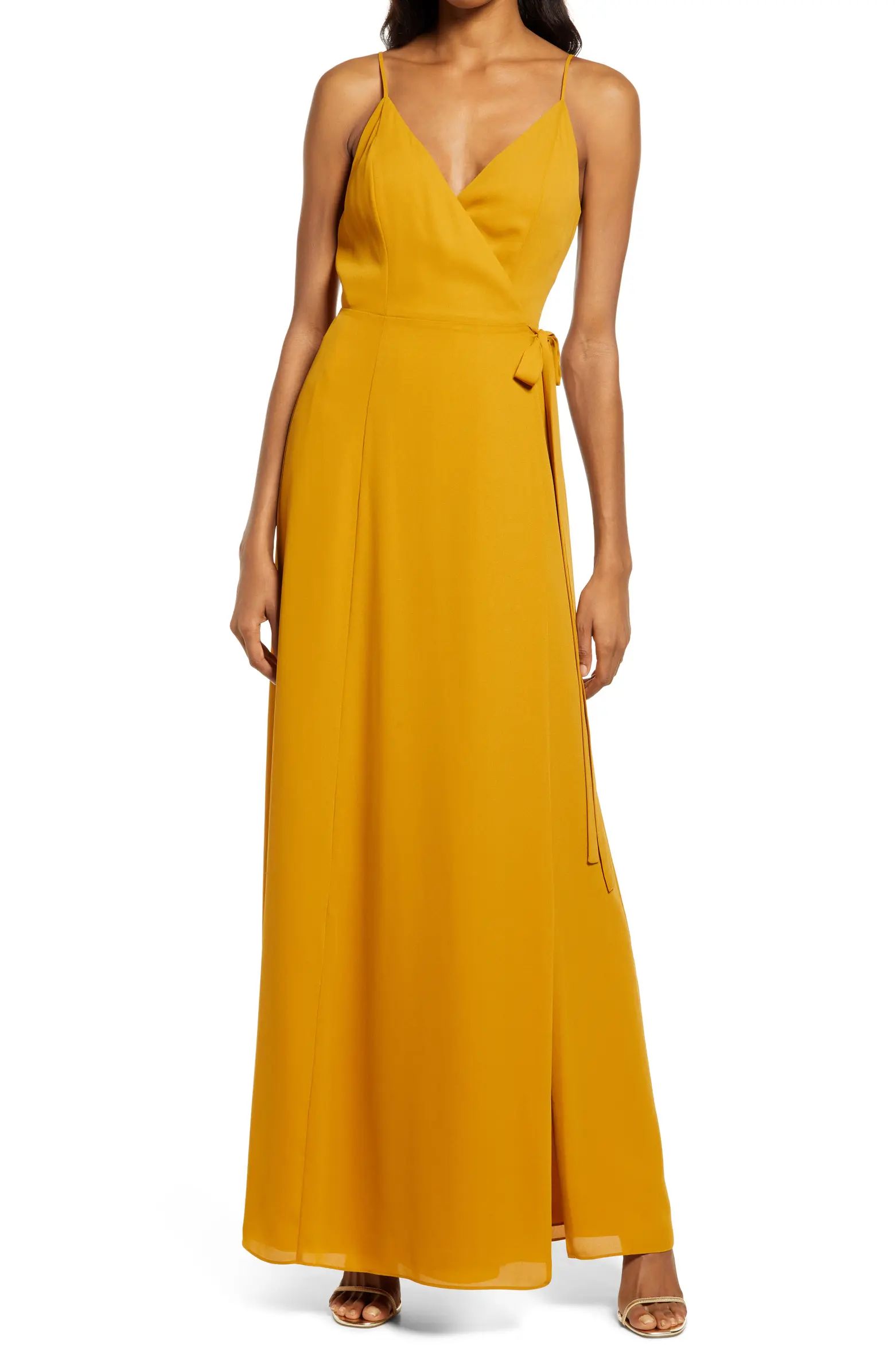 The Angelina Slit Wrap Gown | Nordstrom