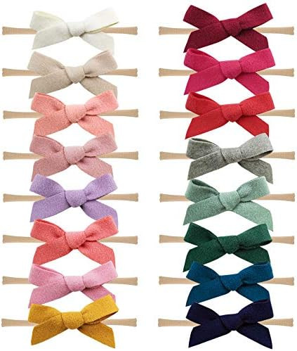 16PCS Baby Nylon Headbands Hairbands Hair Bow Elastics for Baby Girls Newborn Infant Toddlers Kids | Amazon (US)