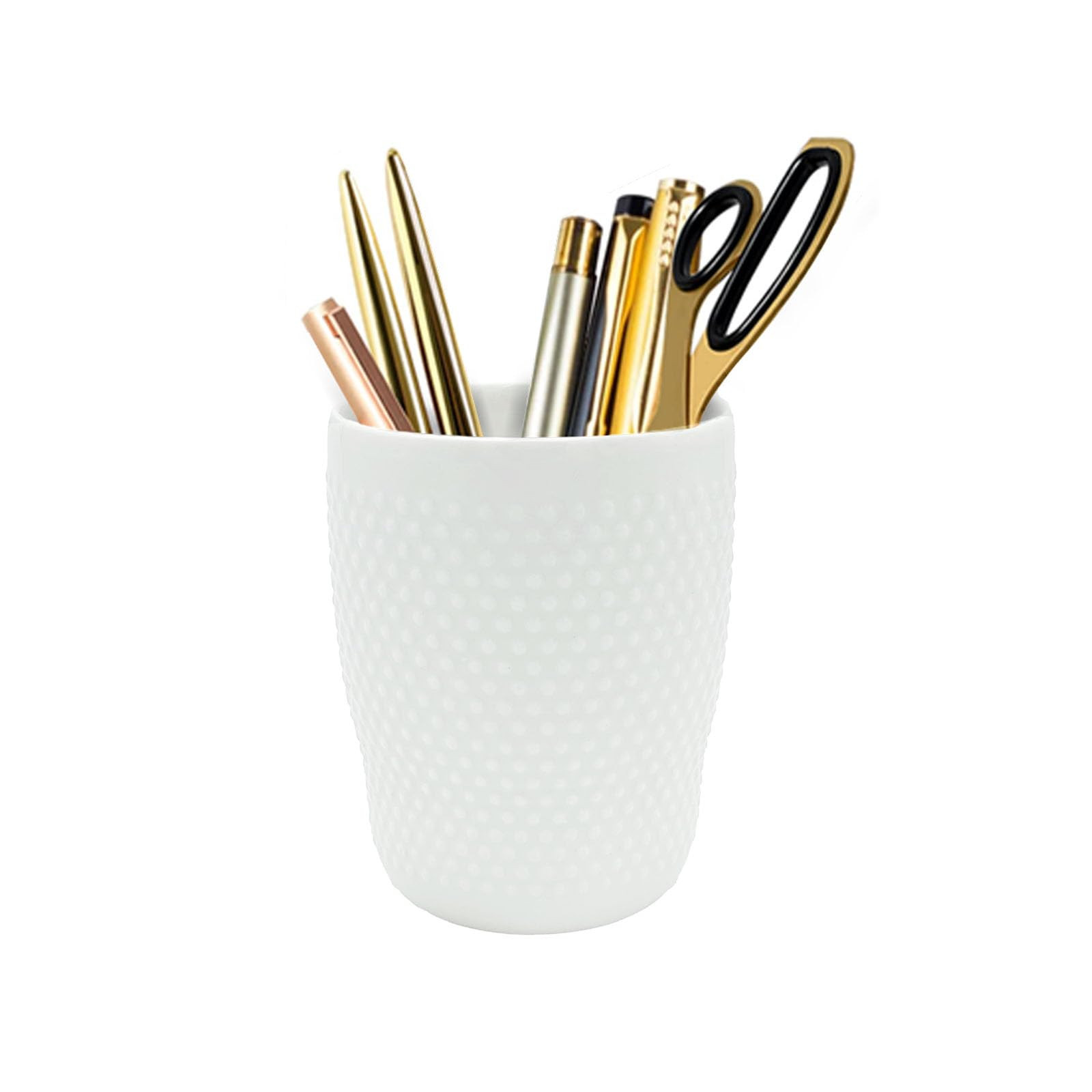 Vintage Ceramic Pen Holder for Desk Cute, White Desk Organizer, Round Pencil Cup for Office Home,... | Amazon (US)
