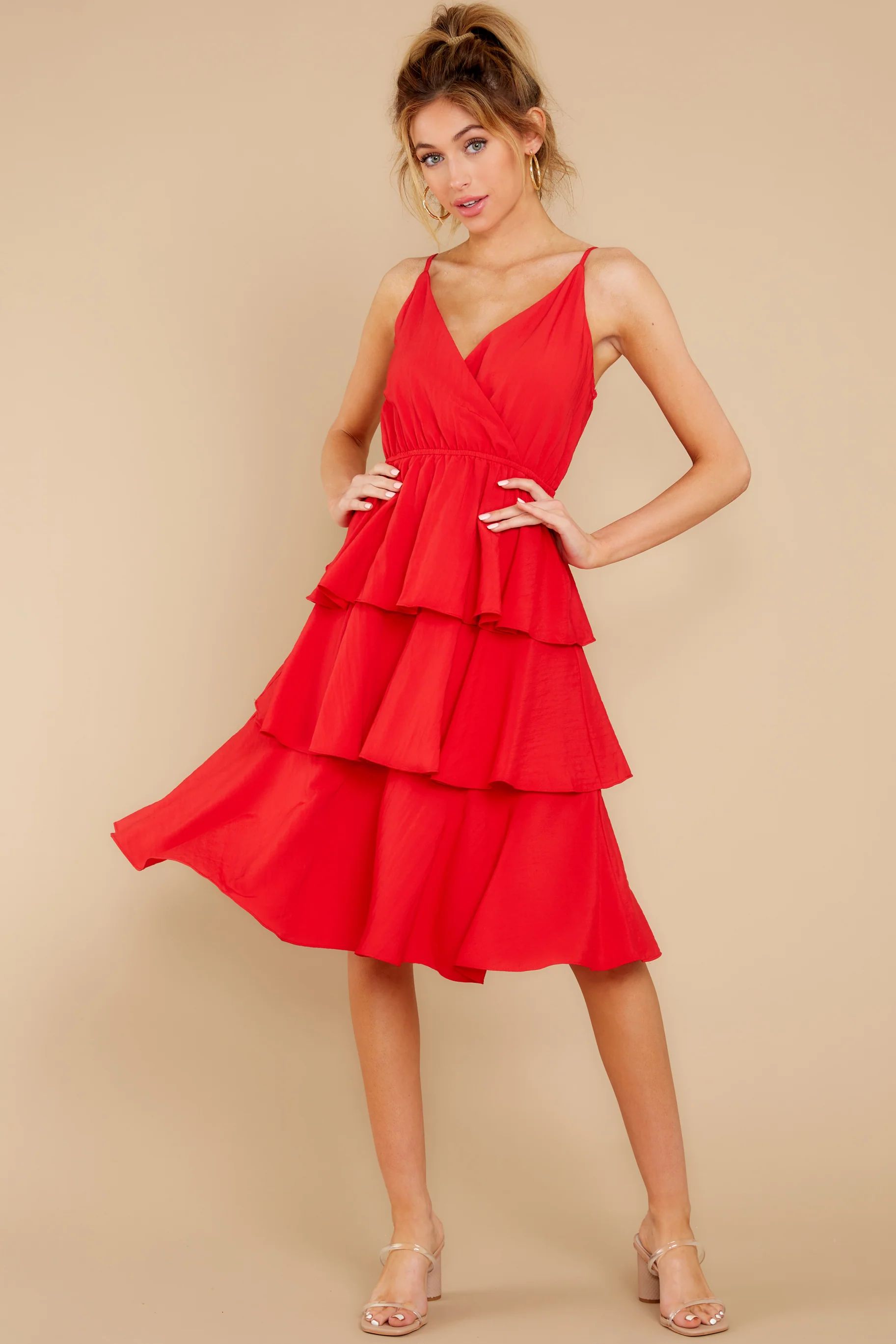 Bit Of A Flirt Red Midi Dress | Red Dress 