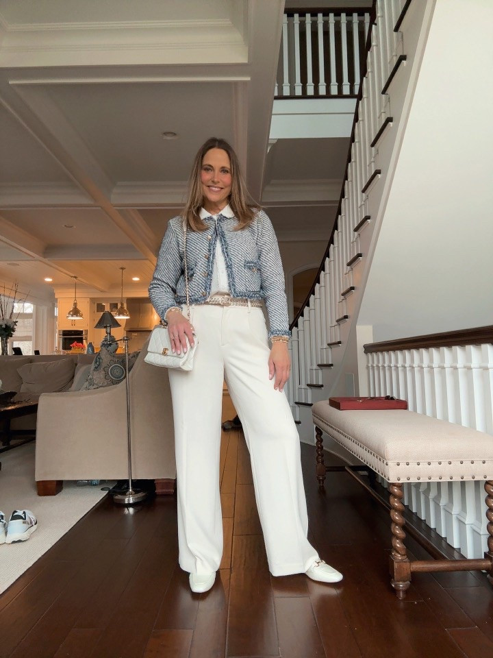 This tweed blue jacket is the perfect way to elevate any look! Paired perfectly with my white Avara pants. 

Use code: TandT10 for 10% off your next order 

#LTKStyleTip #LTKOver40 #LTKMidsize