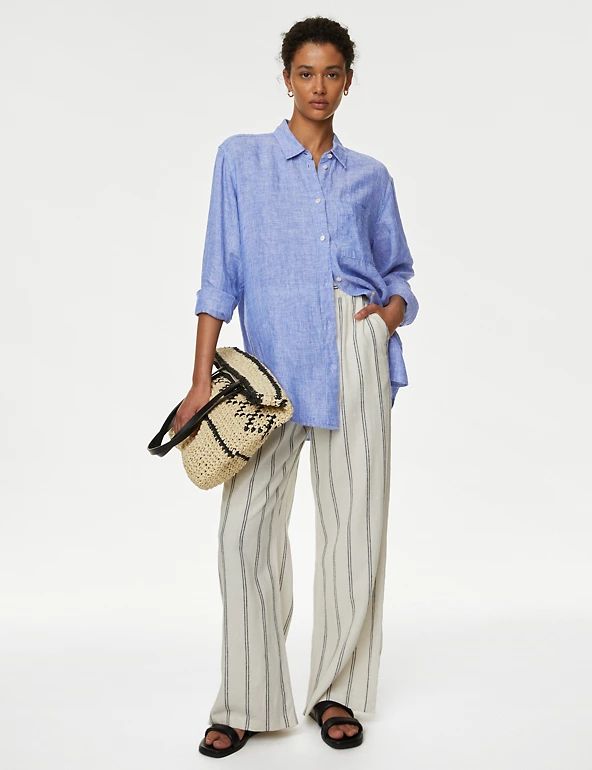 Pure Linen Oversized Shirt | M&S Collection | M&S | Marks & Spencer (UK)