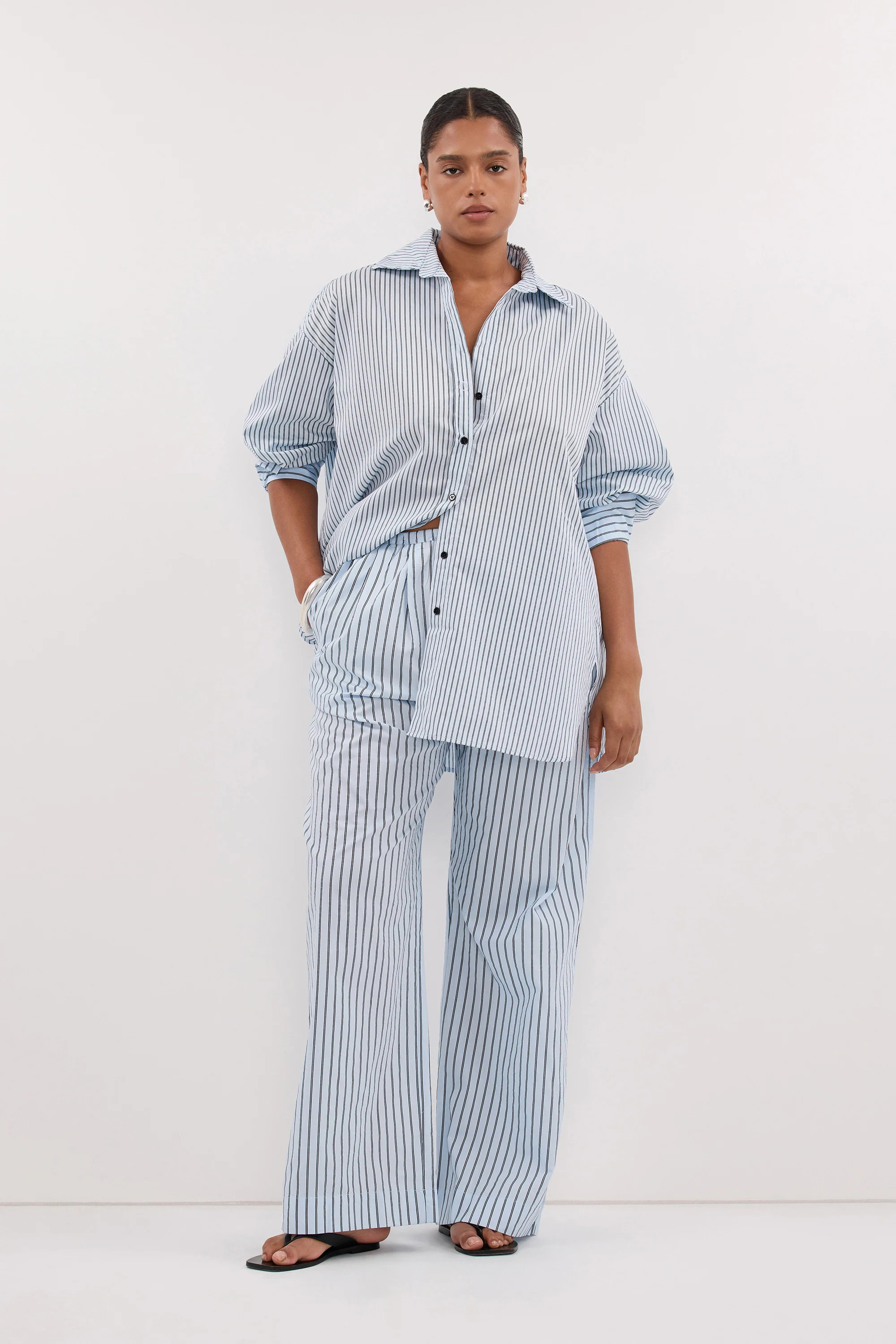 SABLE ICE BLUE OVERSIZED SILK BLEND SHIRT | DISSH
