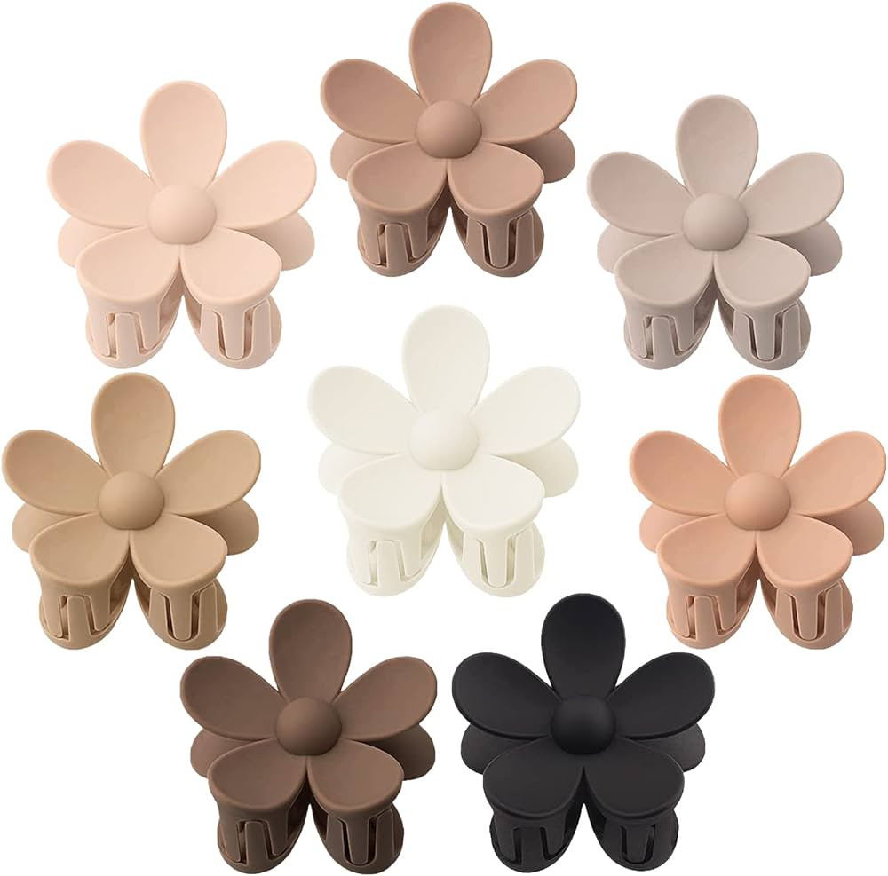 Amazon.com : 8 Pack Flower Hair Clips Large Hair Claw Clips for Women Thick Hair Matte Large Claw... | Amazon (US)