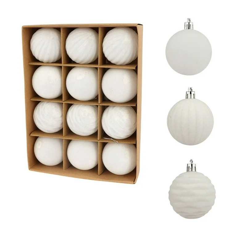 TanSiDing 12pcs Velvet Christmas Balls Hanging Ornaments Set, Shatterproof Plastic Flocked Christ... | Walmart (US)