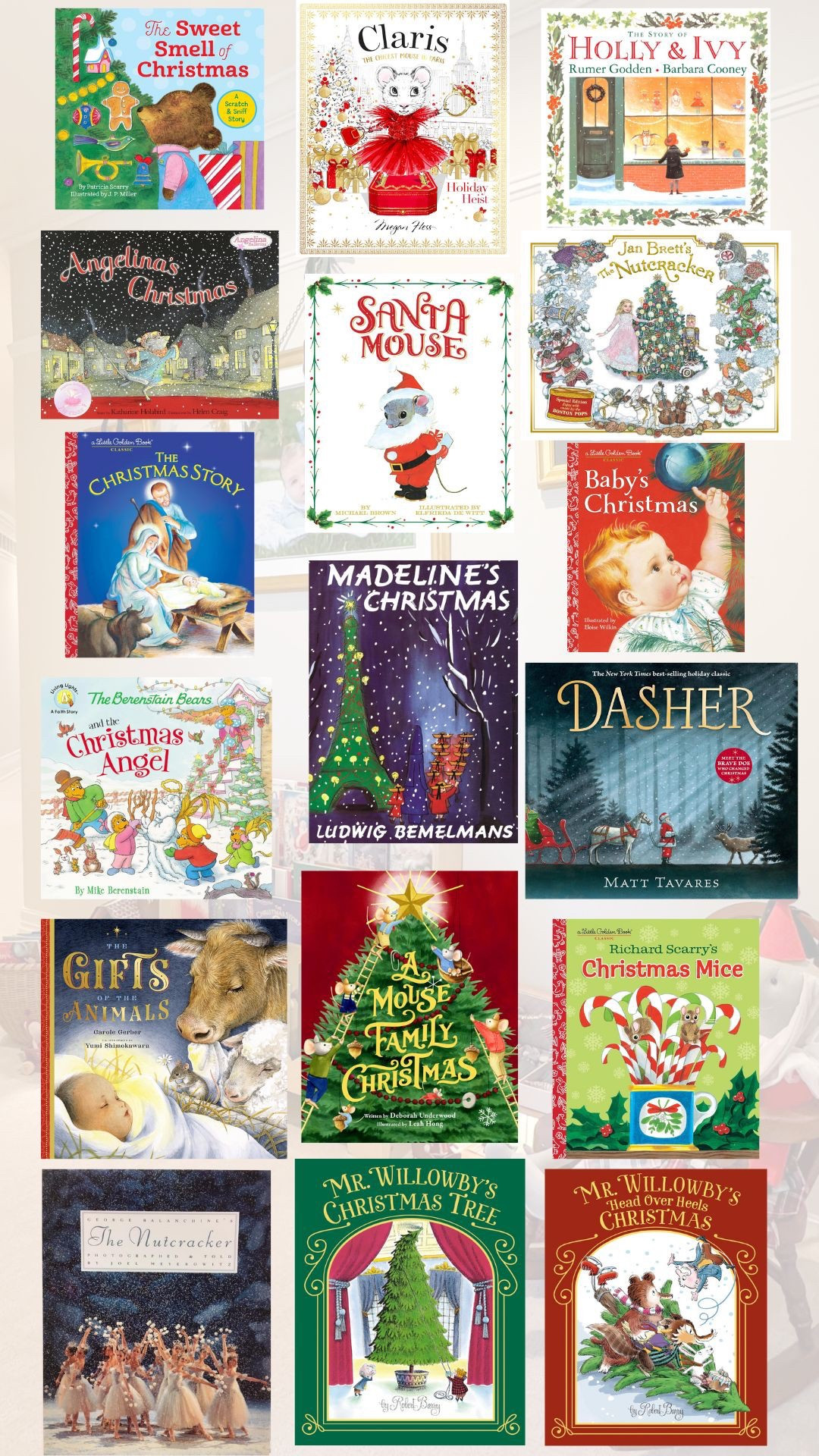 We love making this whimsical little spot to keep our collection of Christmas children’s books from over the years 🎄 The kids know it’s special and think it’s fun to sit here and look at a book or play with the mice. I’ve gathered some of our favorites in case you want to add some to your shelves this year. 