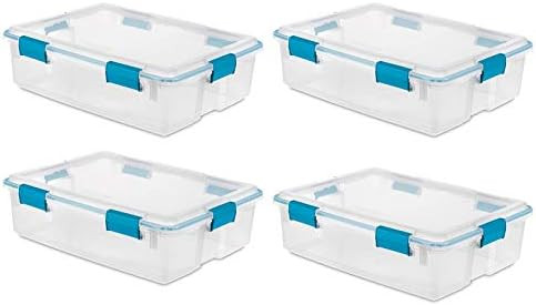 Sterilite 19314304 37 Quart Thin Latched Gasket Plastic Storage Bin (4 Pack) | Amazon (US)