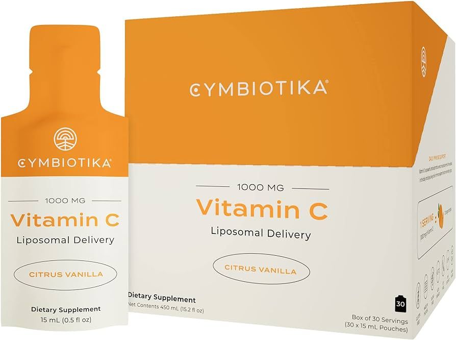 CYMBIOTIKA Liposomal Vitamin C Individual Packets, Supplement for Immune Support, Collagen Boost, & Healthy Aging, Skin Hydration Packets, Citrus Vanilla Flavor, 30 Pack | Amazon (US)