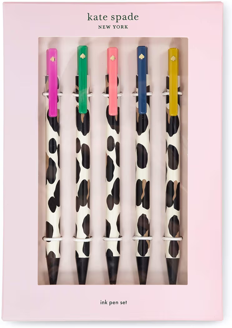 kate spade new york Black Ink Pen Set of 5, Cute Leopard Click Pens, Plastic Retractable Pens for... | Amazon (US)