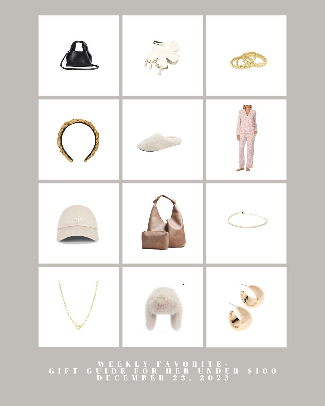 Weekly Favorites- Gift Guide for Her Under $100- December 23, 2025

#giftsunder100 #under100gifts #affordablegifts #budgetfriendlygifts #giftideasunder100 #giftsforher #hershopping #holidaygifts #2025giftguide #giftguide2025 #bestgiftsunder100 #giftinspiration #treatyourself #giftideas #affordableluxury #budgetgifts #budgetfriendlyfinds #shoponabudget #giftingseason #perfectgifts



#LTKHoliday #LTKFindsUnder100 #LTKGiftGuide