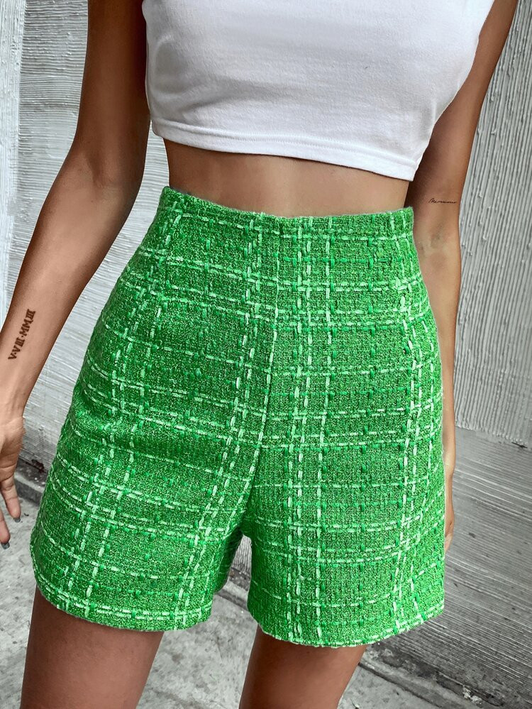 Solid Tweed Wide Leg Shorts | SHEIN