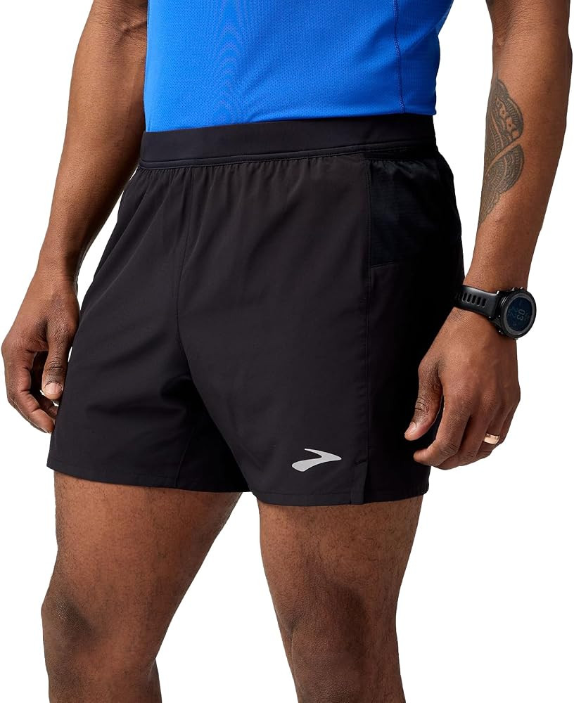 Brooks Men's Journey 5" Short, Lightweight, Supportive Fit Athletic Shorts with Brief Liner & Sec... | Amazon (US)