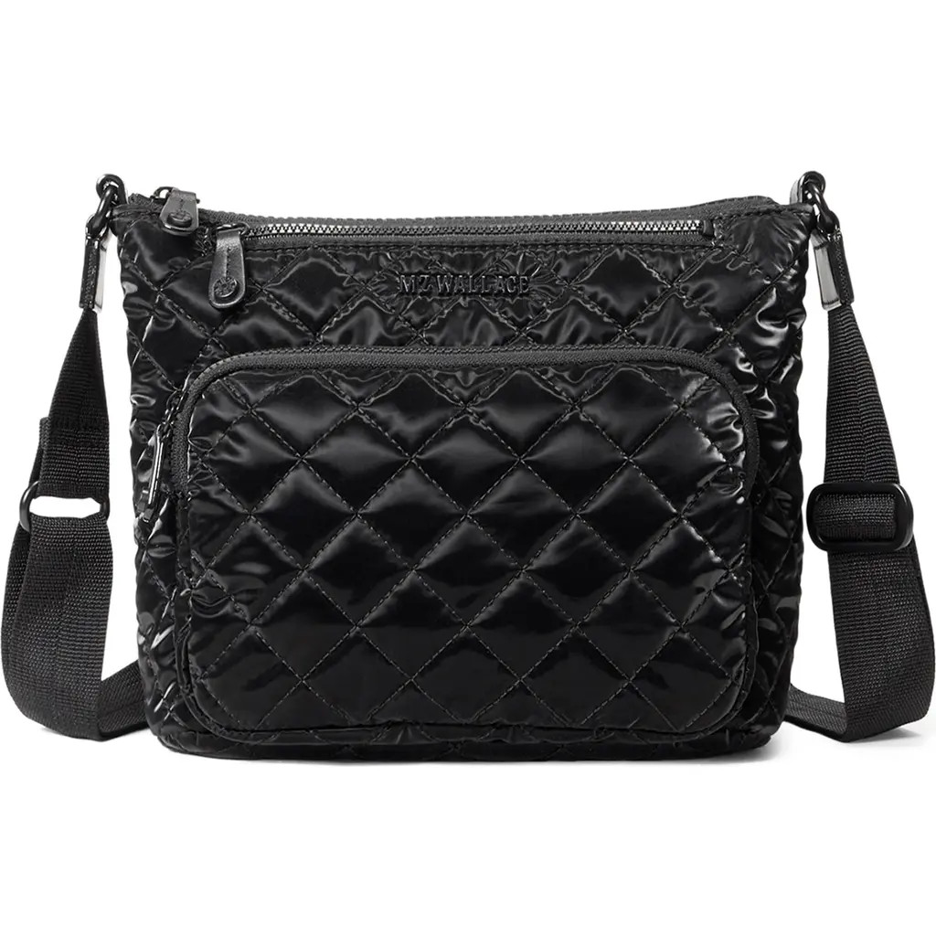 MZ Wallace Metro Scout Deluxe Quilted Nylon Crossbody Bag in Black Liquid at Nordstrom | Nordstrom