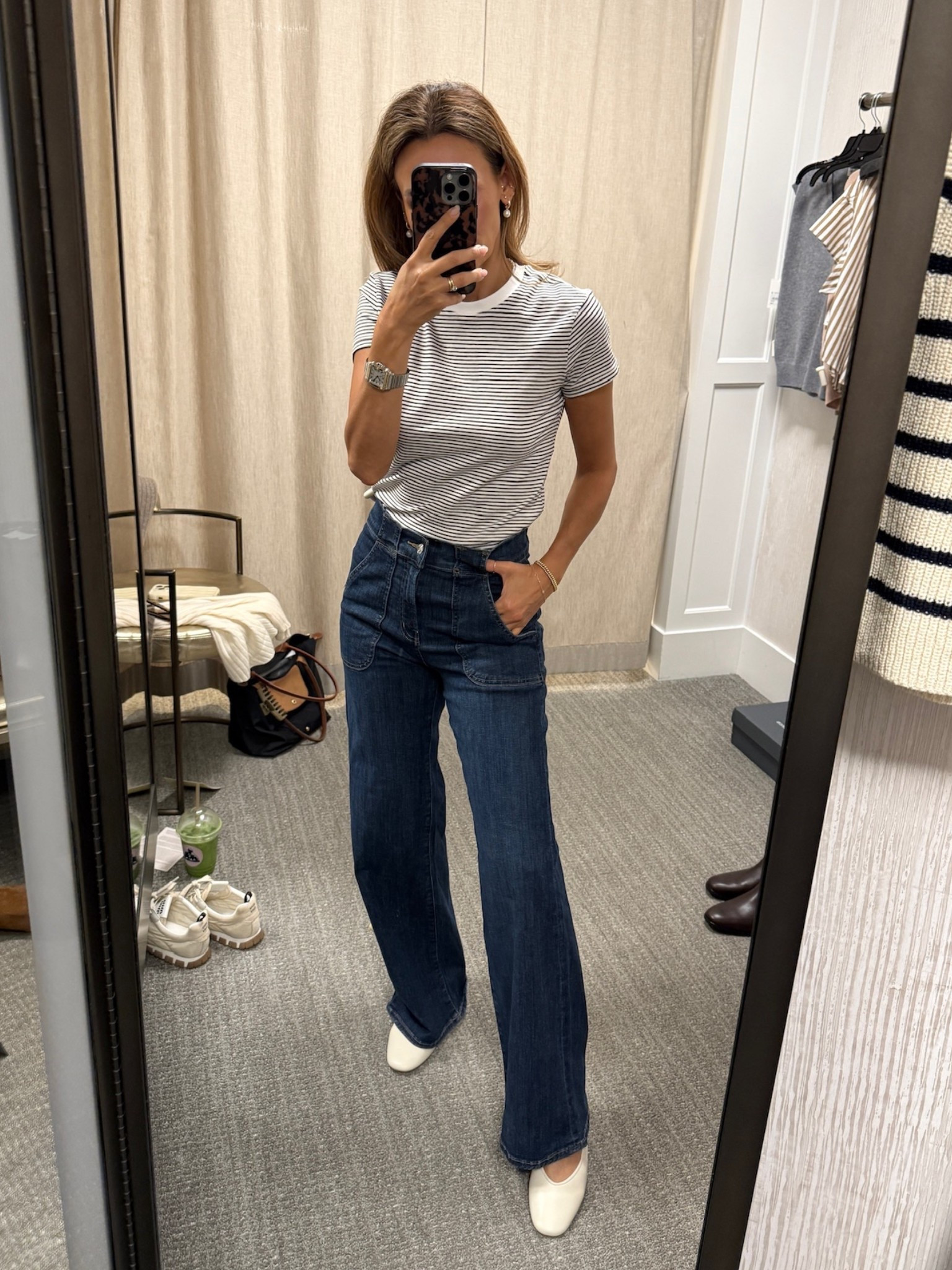 A classic everyday look you’ll wear on repeat 🤍 This striped Frame tee, high-rise jeans and the Steve Madden flats are all part of the Nordstrom Sale. Linked everything here! #Nordstrom #Anniversarysale

#LTKSaleAlert #LTKStyleTip #LTKSeasonal