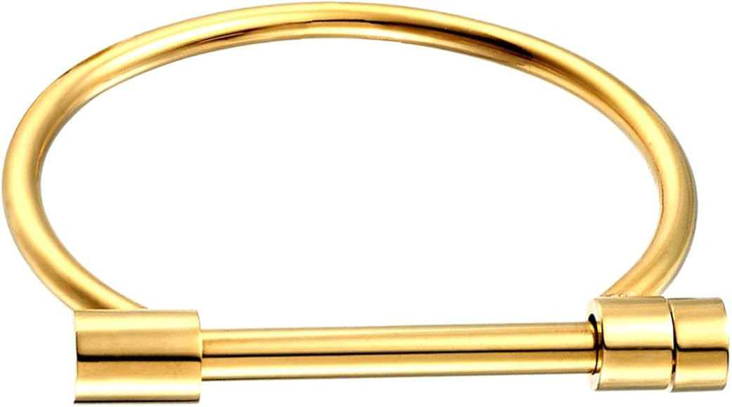 ANBALA Stylish Titanium Steel D Shape Bar Screw and Shackle Cuff Bangle Bracelet for Unisex | Amazon (US)