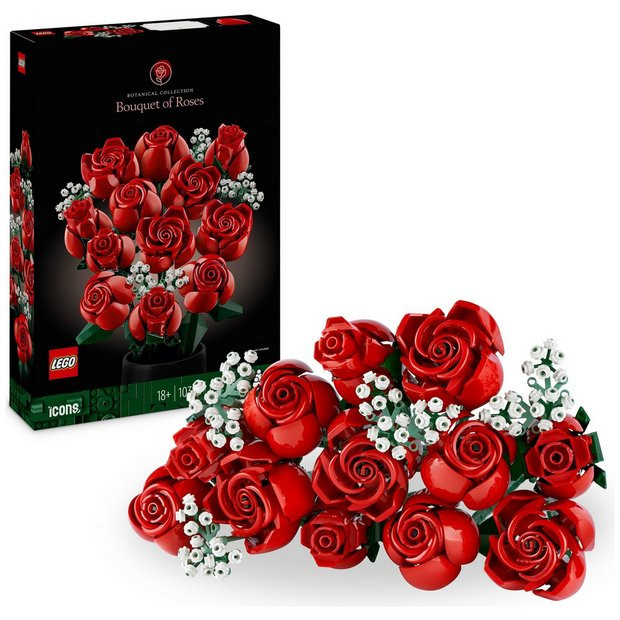 LEGO Icons Bouquet of Roses Flowers Set for Adults 10328 | argos.co.uk