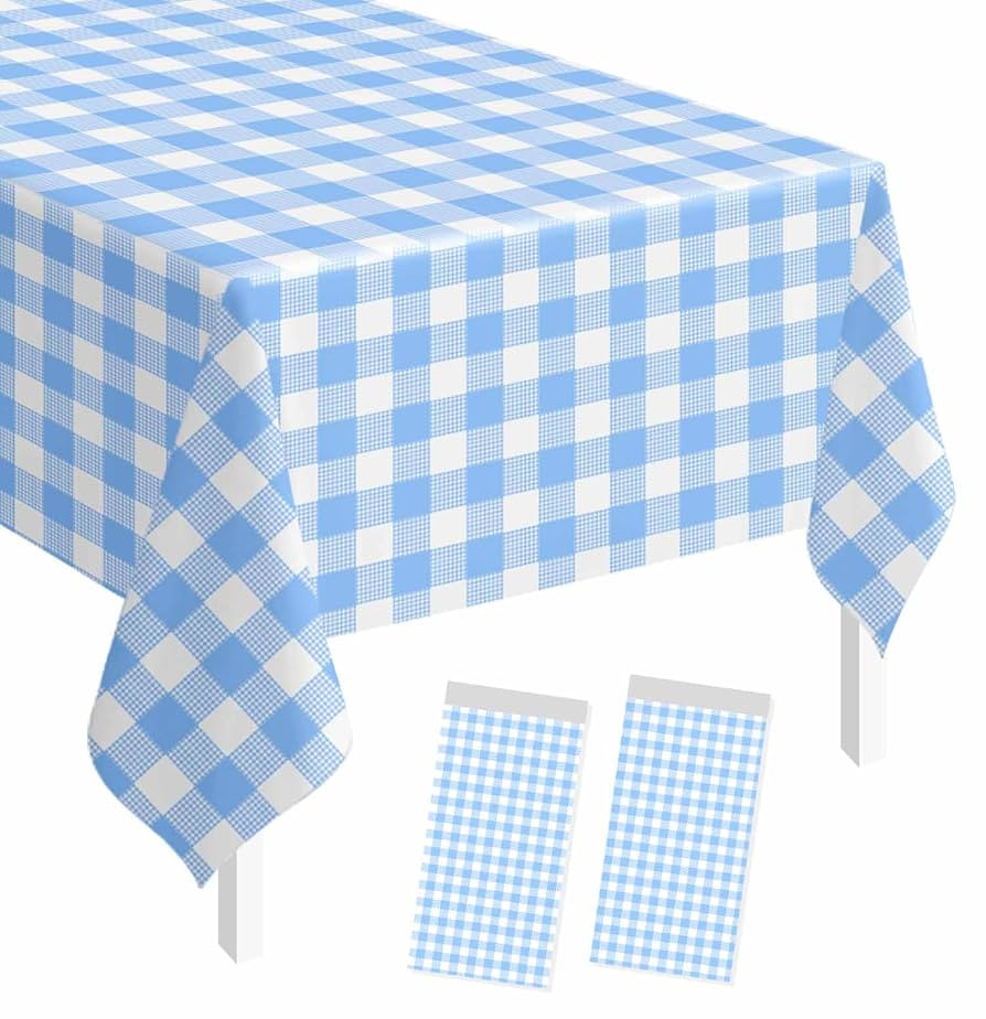 SietDESEO 2 Pack Light Blue Gingham Tablecloth Rectangle 54 x 108 Blue and White Checkered Table ... | Amazon (US)