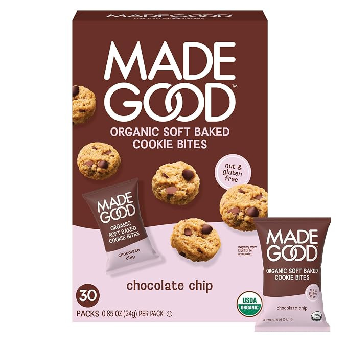 MadeGood Soft Baked Mini Chocolate Chip Cookies, 30-Pack Gluten Free | Amazon (US)