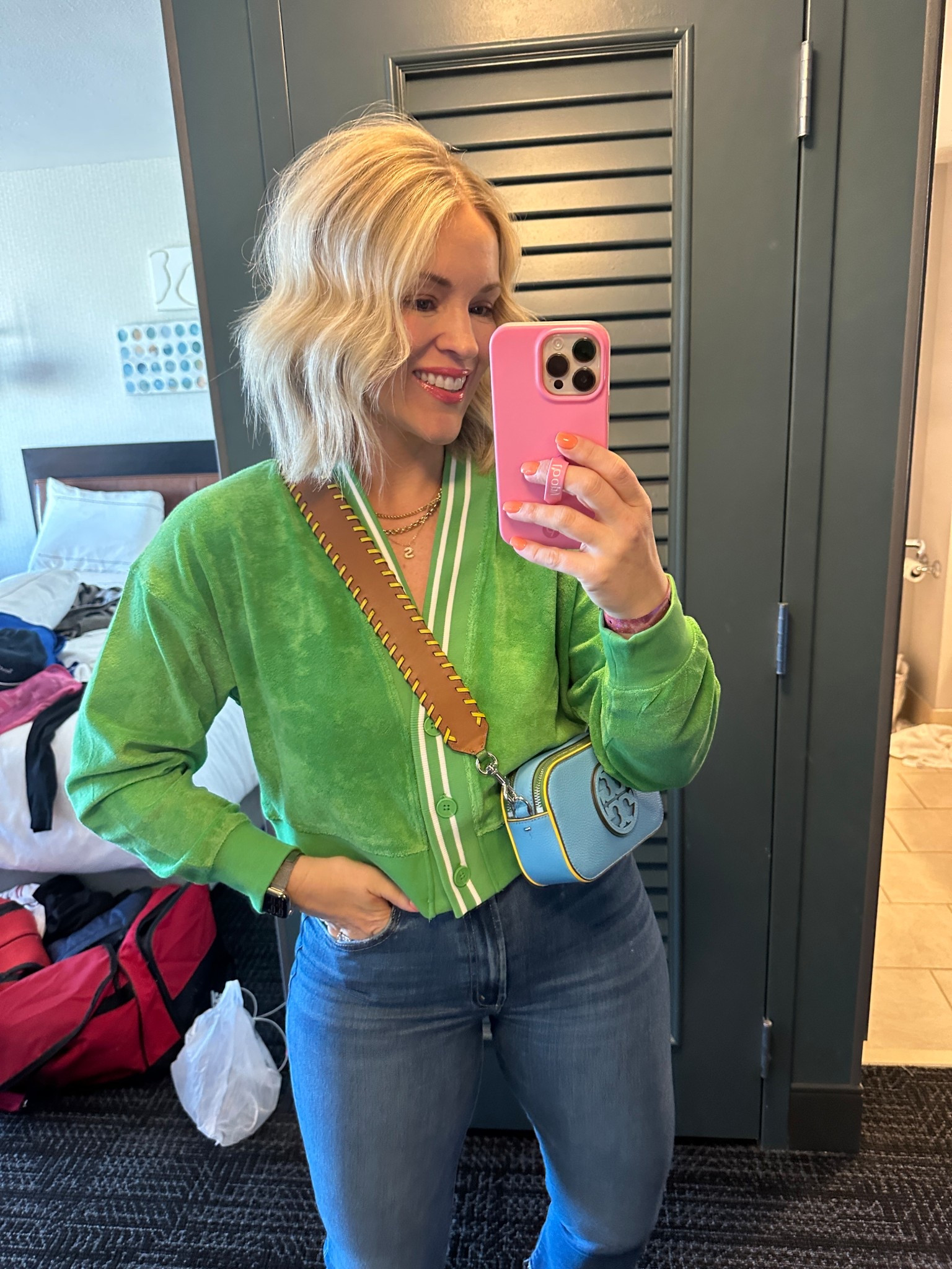 Cardi on sale wearing an XS!! Denim jeans are a size 29R…& a favorite sneaker of mine!!! #hocspring 

Bag is old:( 

#LTKActive #LTKWatchNow #LTKSpringSale