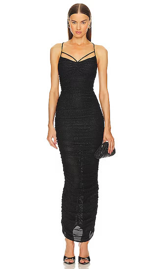 Michael Costello x REVOLVE Corinne Midi Dress in Black. - size S | Revolve Clothing (Global)