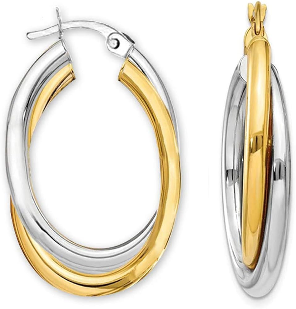 LeCalla 925 Sterling Silver Two-Tone Three-Tone Hoop Earrings Intertwining Oval & Round Shape Pol... | Amazon (US)