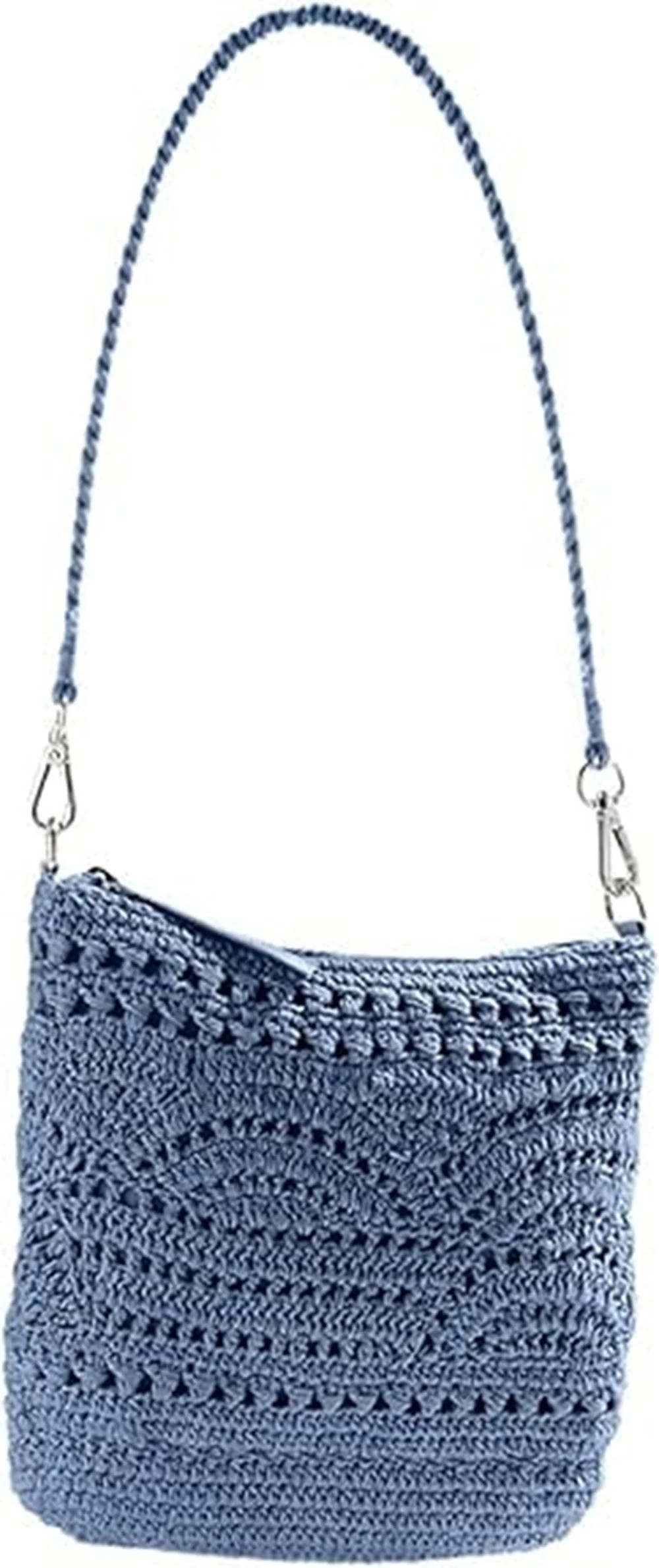 SAGEFINDS Crochet Crossbody Bag, Women's Shoulder Purse with Adustable Strap, 100% Cotton - Blue | Walmart (US)