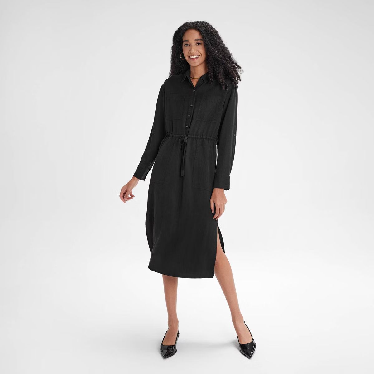 Women's Long Sleeve Utility Midi Shirtdress - A New Day™ | Target