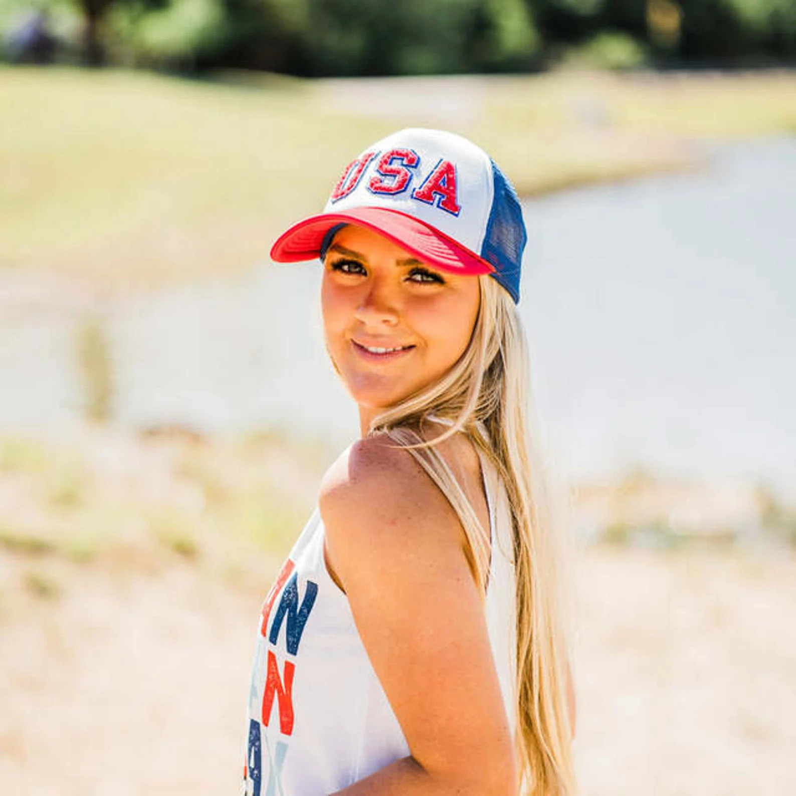 USA Patriotic Trucker Hat, Mesh Baseball Hat, Blue Glitter Red Chenille Patch USA Baseball Cap, J... | Etsy (US)