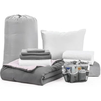 DormCo Packs 8 Piece Starter College Dorm Reversible Bedding Package | Wayfair North America