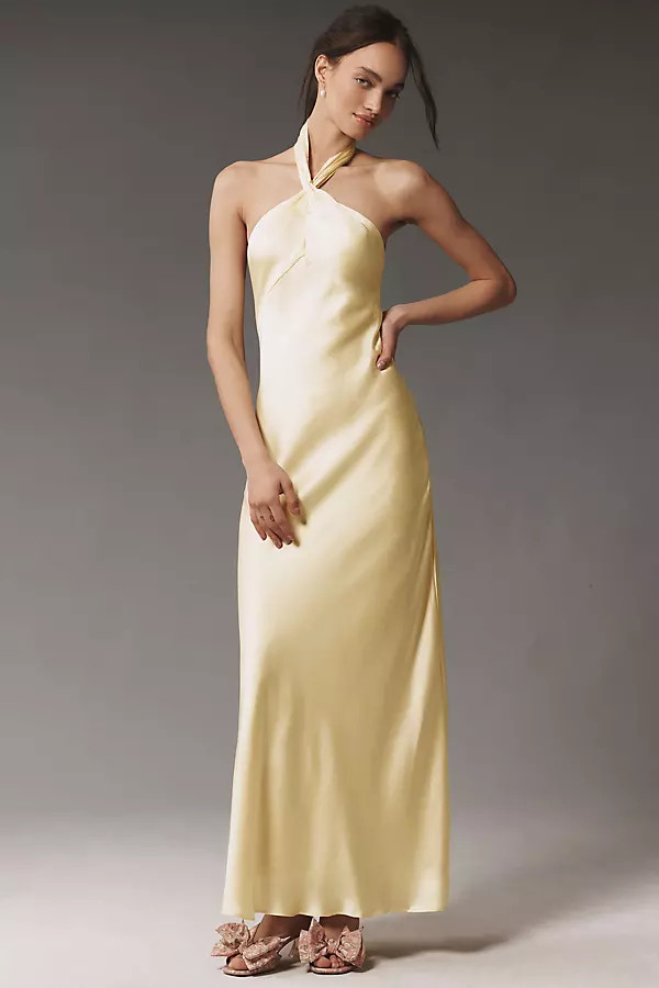 Selma Halter-Neck Satin Maxi Dress | Anthropologie (US)