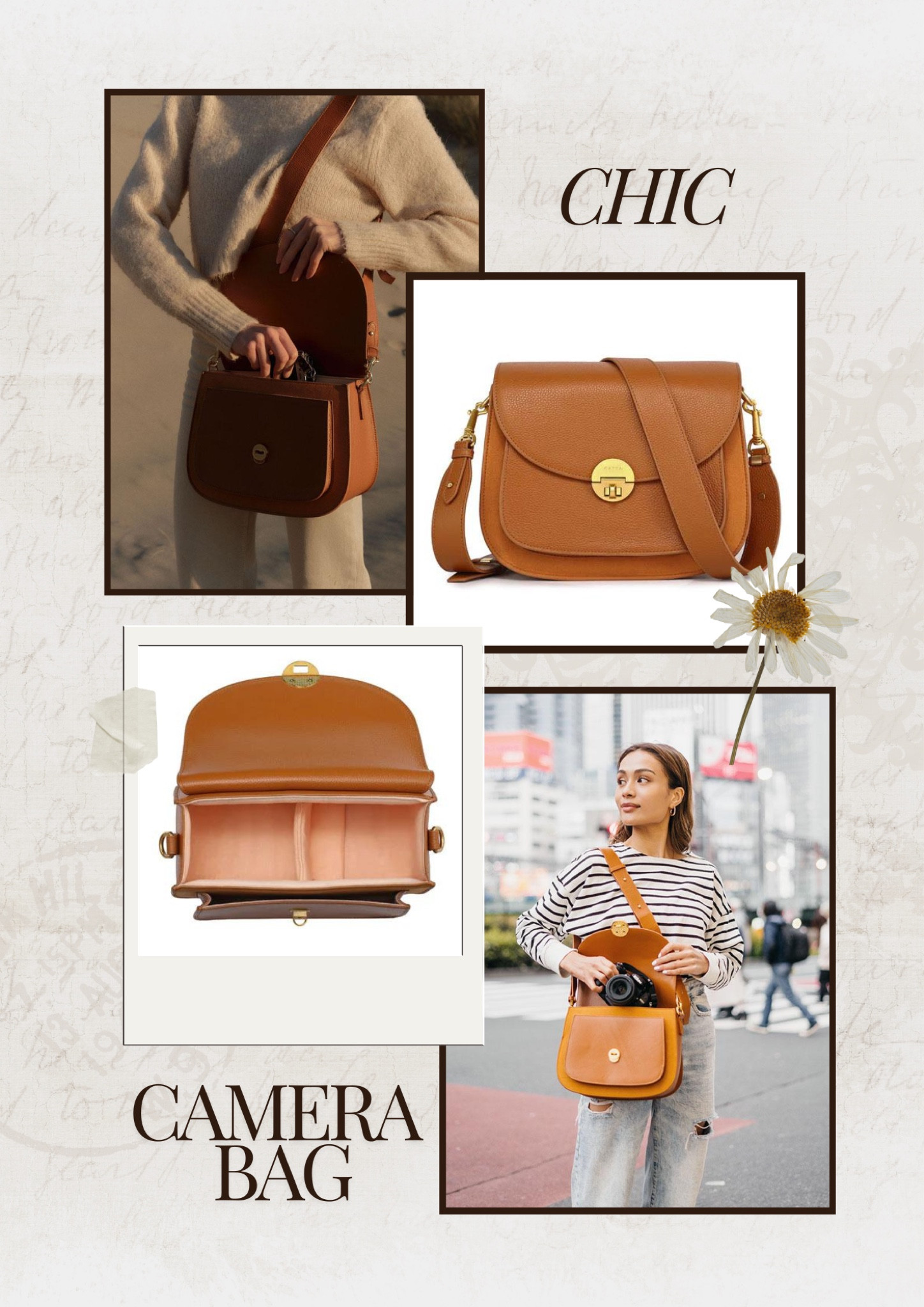 Chic camera bag, dslr camera bag, mirrorless camera bag. The stylish and feminine leather design is perfect for photographers who want to stay on trend.