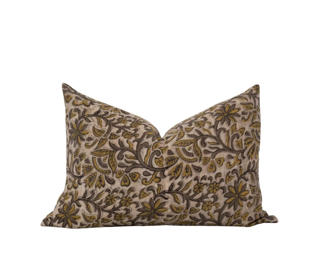 SARIKA || 14x20 Brown Floral Pillow Cover Warm Brown Pillow Spring Floral Pillow Moody Floral Pil... | Etsy (US)