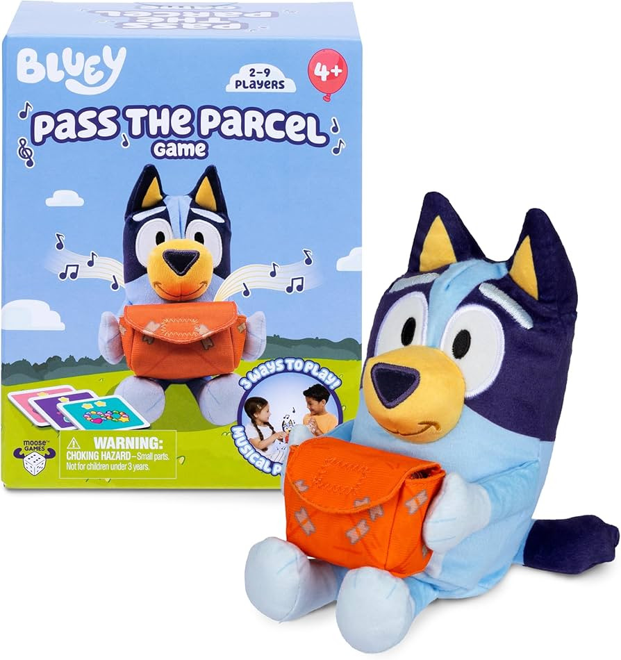 Bluey Pass The Parcel Musical Game, Soft Huggable 8" (20 cm) Plush. Three Interactive Games to Pl... | Amazon (US)