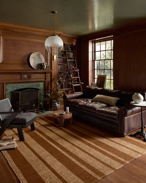 Weatherstaff WTS-04 Cinnamon/Natural Jute Handwoven Striped Area Rug | Rugs Direct