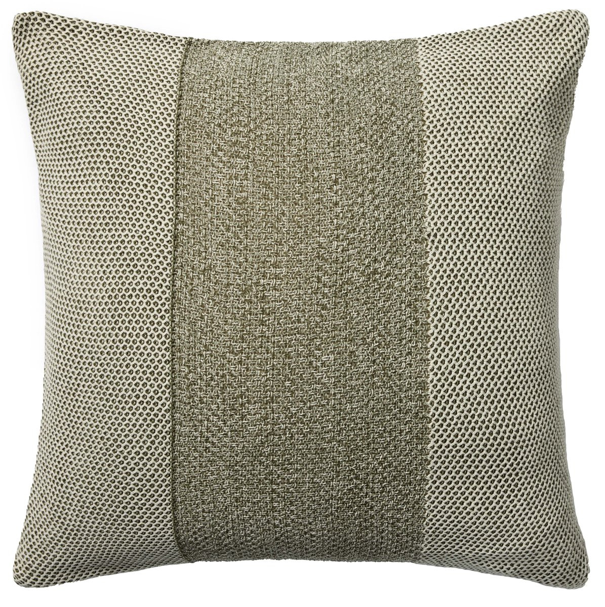 PLL-0170 Pillow Ivory/Green Cotton Handmade Striped | Rugs Direct