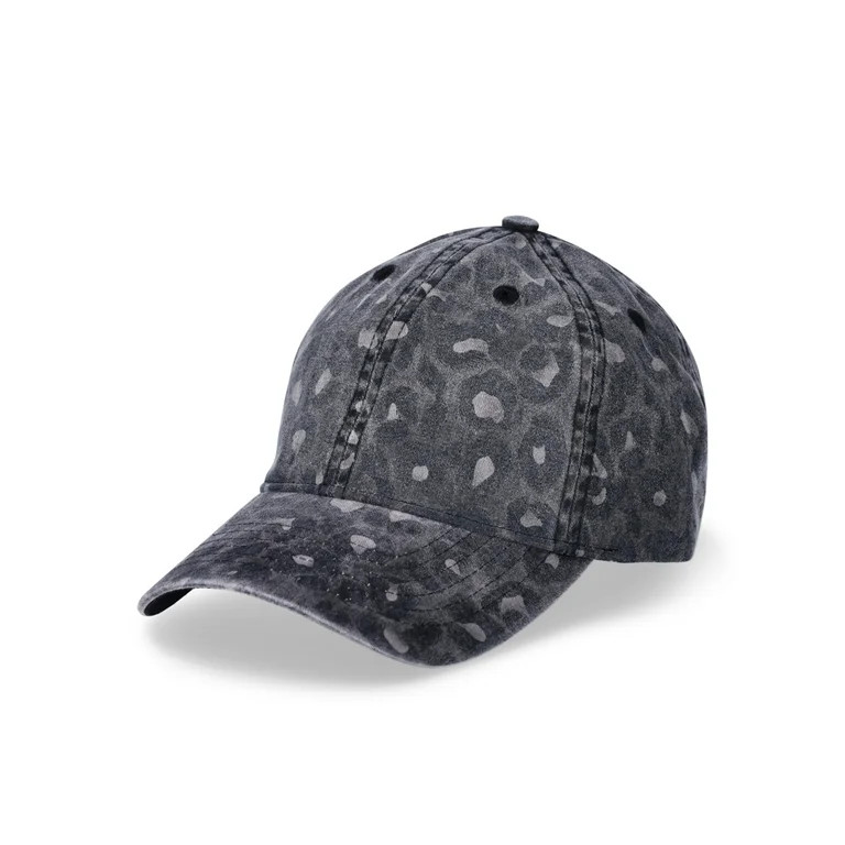 Time and Tru Women's Cotton Twill Black Leopard Baseball Hat, Black | Walmart (US)