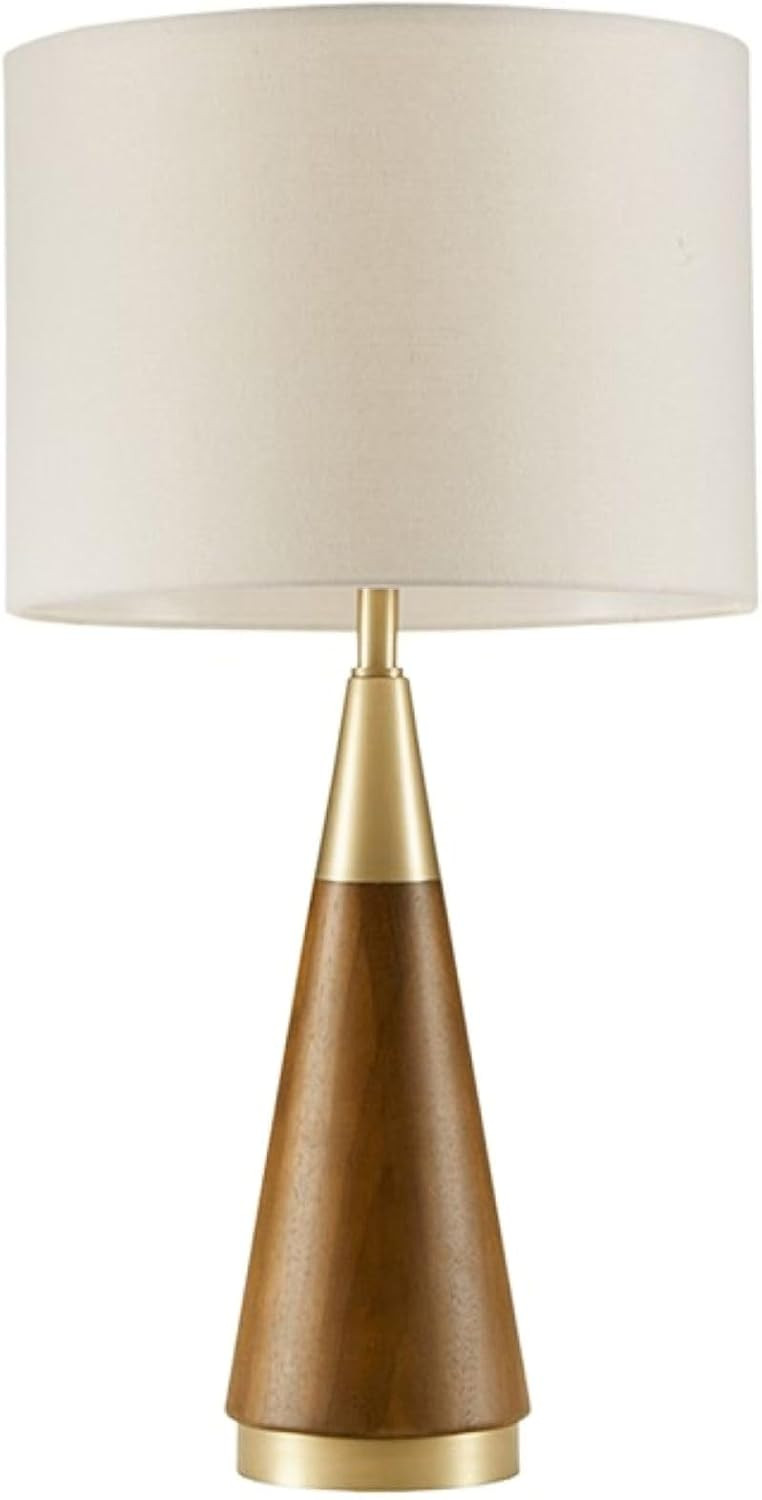INK+IVY Chrislie Gold White Mid Century Modern Table Lamp , Contemporary Metal Wood Table Lamps for Bedrooms , 13.5"W X 13.5"D X 26"H , Gold / Brown | Amazon (US)