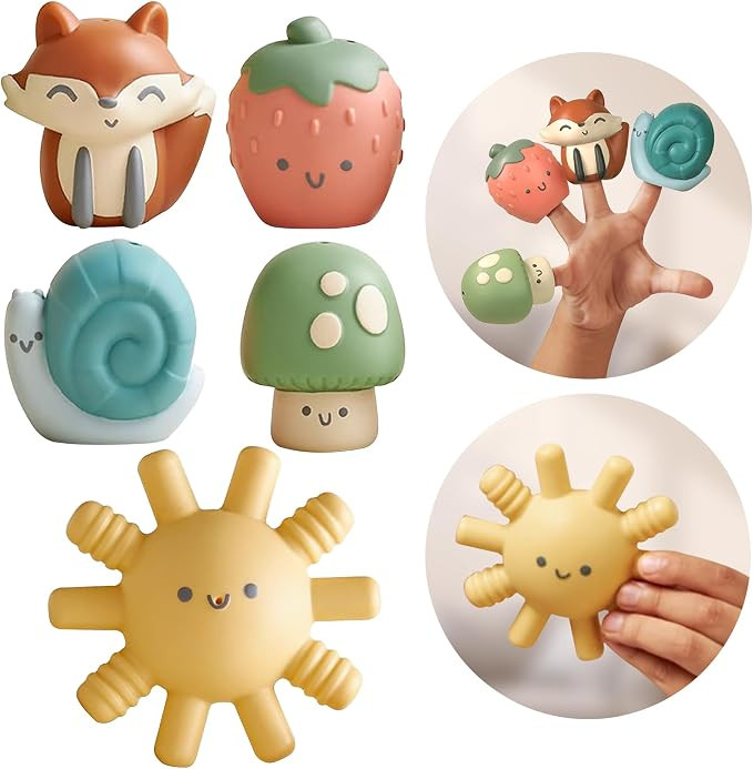 Itzy Ritzy Finger Puppet Bath Toy Set– 5-Piece Set Includes 4 Soft Finger Puppets & 1 Water-Squ... | Amazon (US)